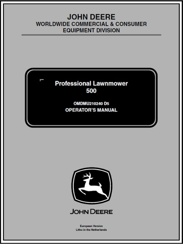 Download PDF For John Deere 500 Professional Lawn Mower Operator's Manual OMDMU210240