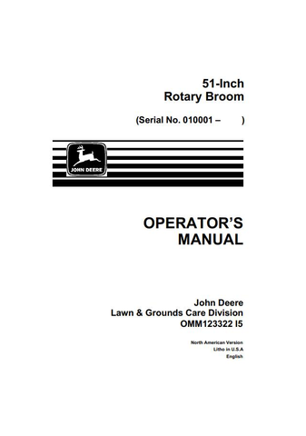 Download PDF For John Deere 51-INCH Rotary Broom (SN. 010001) Operator's Manual OMM123322