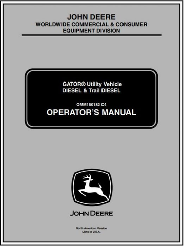 Download PDF For John Deere Gator Utility Vehicle Dieel & Trail Diesel Operator's Manual OMM150182