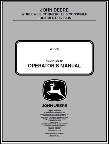 Download PDF For John Deere Winch Operator's Manual OMM161330