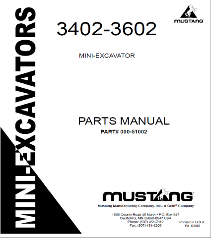 Mustang ME3602 Parts Catalog Manual (000-51002A) PDF Download - Manual labs