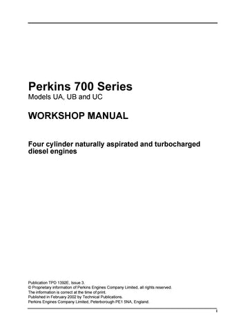 700 Series - Perkins Models UA , UB , UC Engines Service Repair Manual - Manual labs