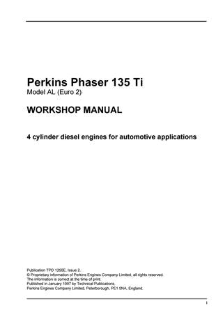 135Ti Model AL - Perkins Phaser (Euro 2) Engines Service Repair Manual - Manual labs