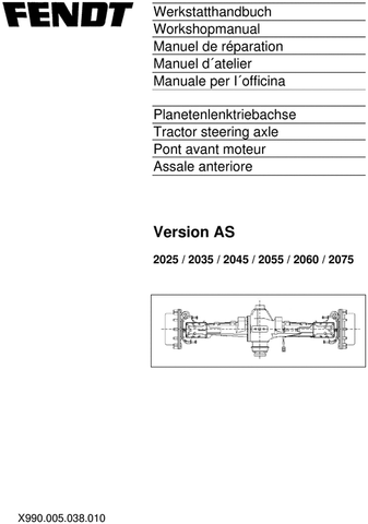 Service Repair Manual - Fendt 400, 700 steering axle AS 2025, 2035, 2045 Download PDF - Manual labs