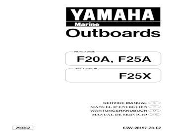 Pdf Service Repair Manual Yamaha F20A, F25A, F25X Outboards Download - Manual labs