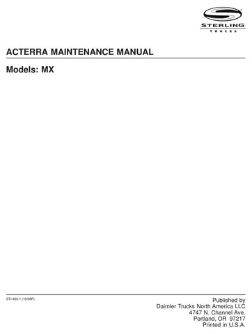 Sterling Acterra MX Truck Maintenance Manual PDF Download - Manual labs