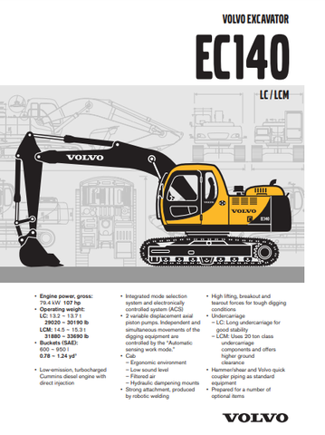 Volvo EC140LC, EC140LCM Excavator Service Repair Manual - Manual labs
