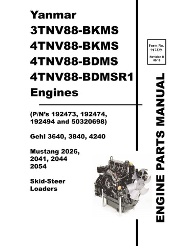 Yanmar 3TNV88-BKMS, 4TNV88-BKMS, 4TNV88-BDMS, 4TNV88-BDMSR-1 Engine Parts Catalogue Manual (917329B) - PDF File