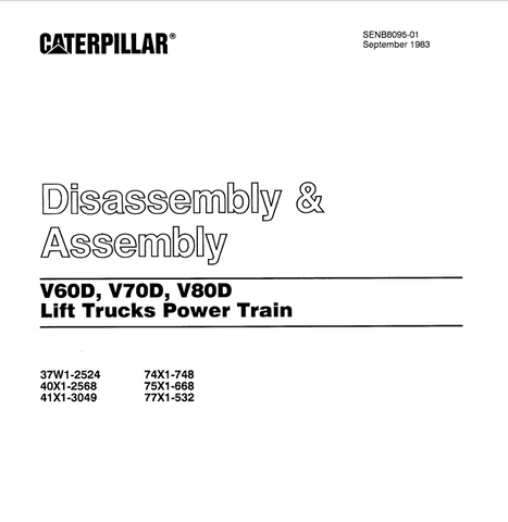 Download PDF For Caterpillar V60D, V70D, V80D Lift Trucks Workshop Service Repair Manual
