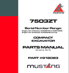 Mustang 7503ZT COMPACT EXCAVATOR Parts Catalog Manual 918083 PDF Download - Manual labs