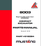 Mustang 8003 COMPACT EXCAVATOR Parts Catalog Manual 918084 PDF Download - Manual labs