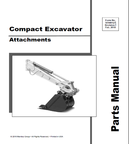 Mustang Compact Excavator Attachments Parts Catalog Manual 50940127 PDF Download - Manual labs