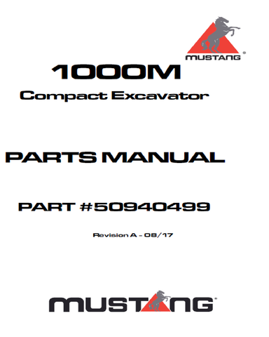 Mustang 1000M Compact Excavator Parts Catalog Manual 50940499 PDF Download - Manual labs