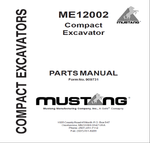 Mustang ME12002 Compact Excavator Parts Catalog Manual 909731 PDF Download - Manual labs