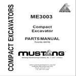 Mustang ME3003 Compact Excavator Parts Catalog Manual 909789 PDF Download - Manual labs