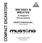 Mustang ME3503 & ME3703 Compact Excavators Parts Catalog Manual 909790 PDF Download - Manual labs