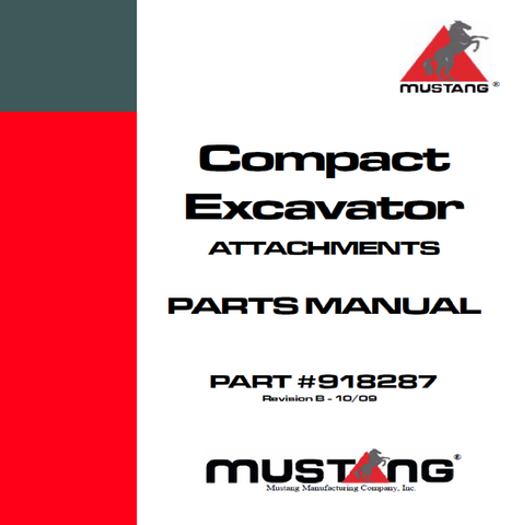Mustang Compact Excavator ATTACHMENTS Parts Catalog Manual 918287 PDF Download - Manual labs